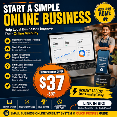 A work from home business idea for beginners to make money online offering easy to learn services.